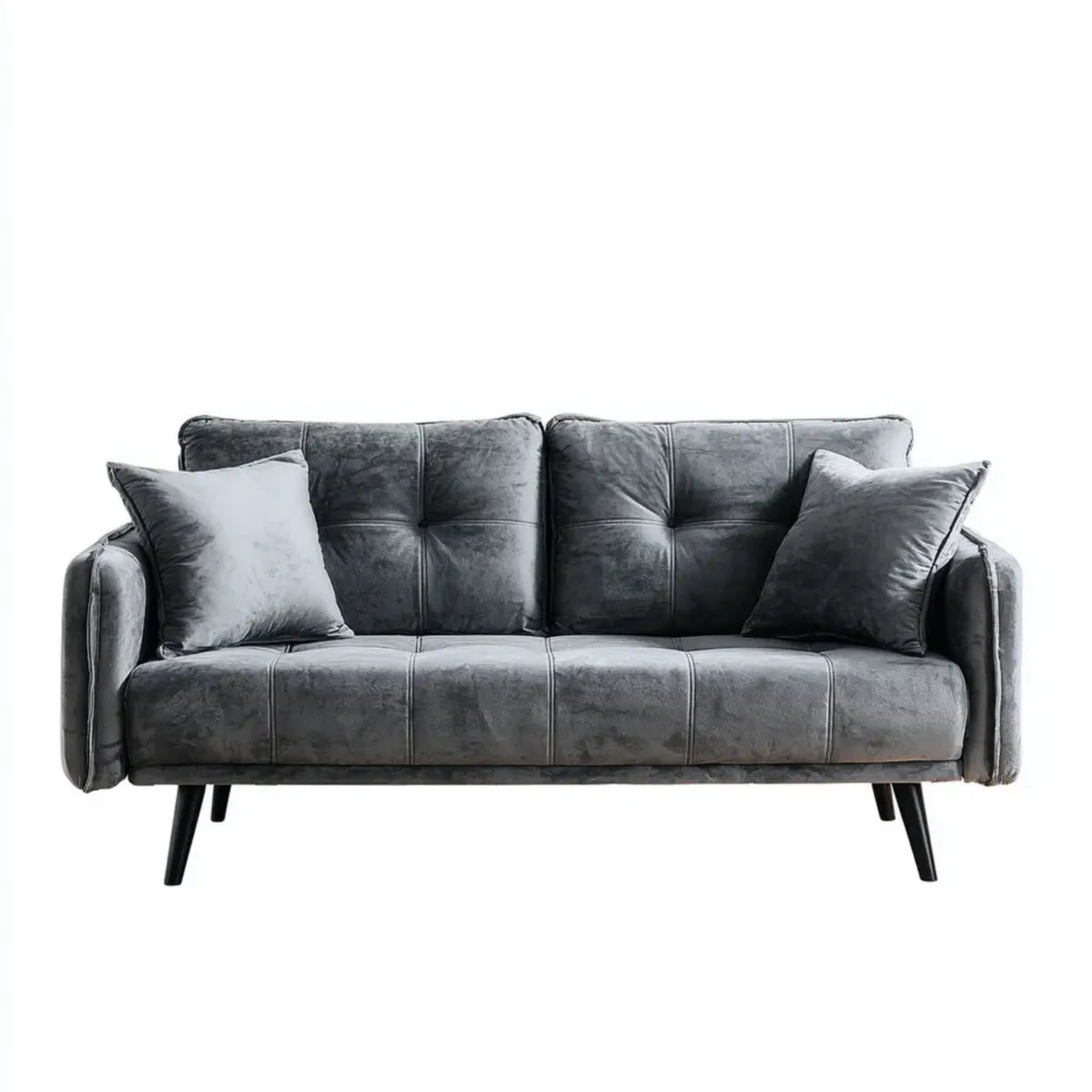 Canapé 2 places gris foncé 150 x 82 x 85 cm en velours de polyester forme droite