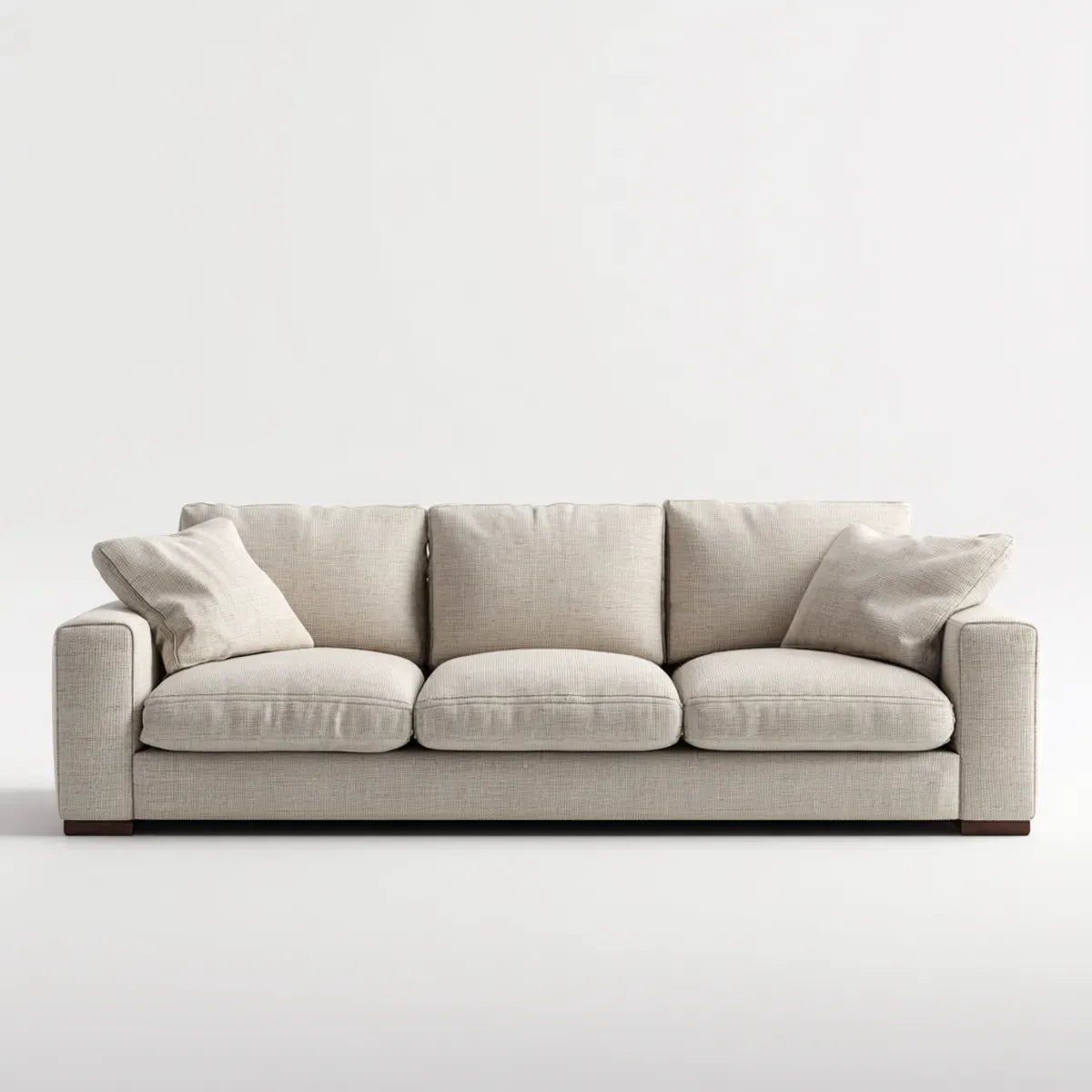 Canapé droit 3 places beige en polyester rectangulaire 230 x 95 x 88 cm