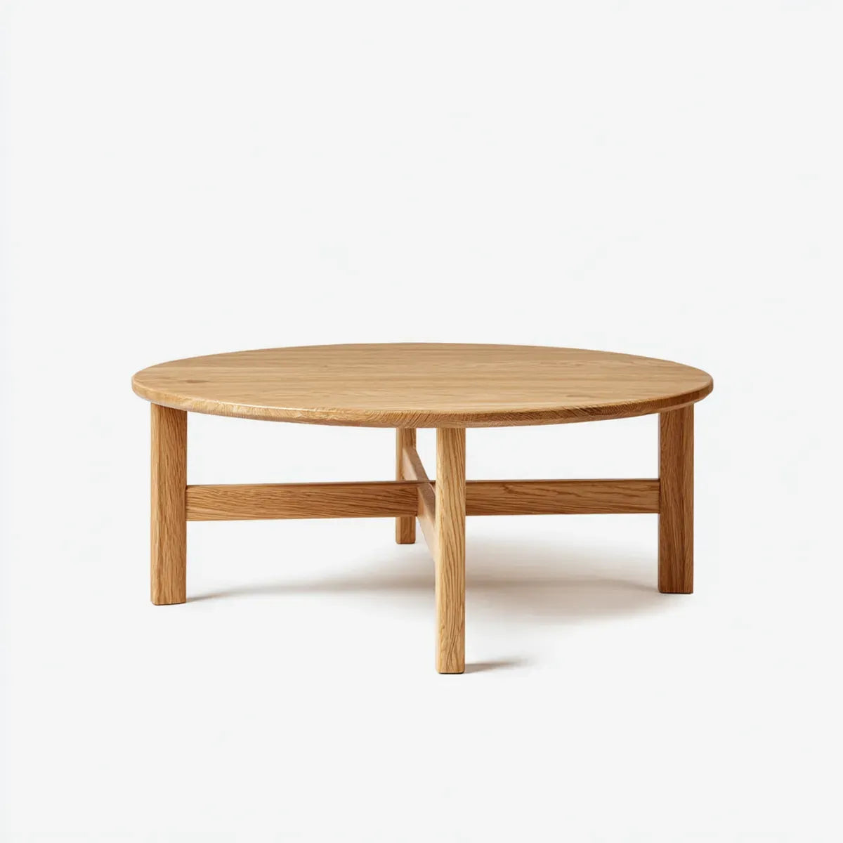 Table basse ronde en chêne massif naturel 100 x 100 x 40 cm