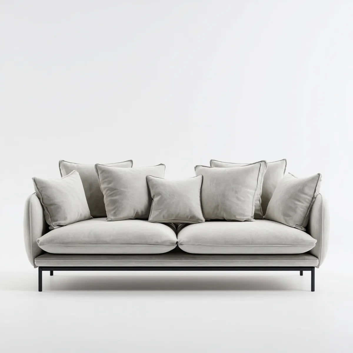 Canapé droit 3 places gris clair 220 x 95 x 85 cm en polyester et acier forme rectangulaire