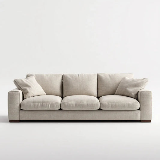 Canapé droit 3 places beige en polyester rectangulaire 230 x 95 x 88 cm