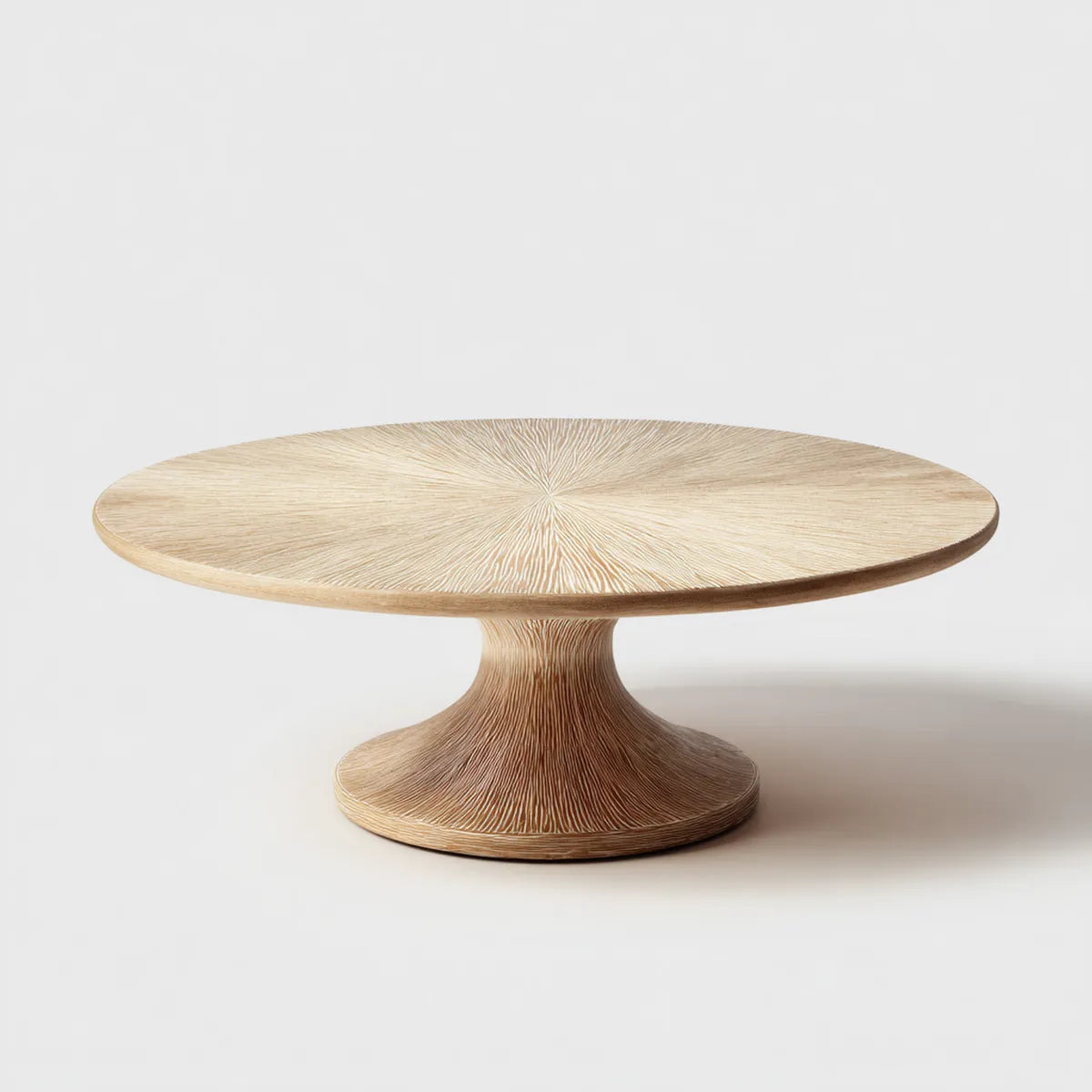 Table basse ronde beige 90 x 90 x 35 cm en MDF finition chêne
