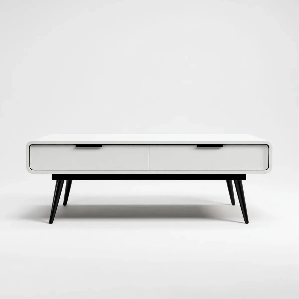 Table basse avec 2 tiroirs blanc et noir en panneaux MDF rectangulaire 120 x 40 x 45 cm