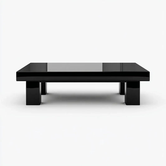 Table basse rectangulaire noire 120 x 60 x 35 cm en MDF laqué
