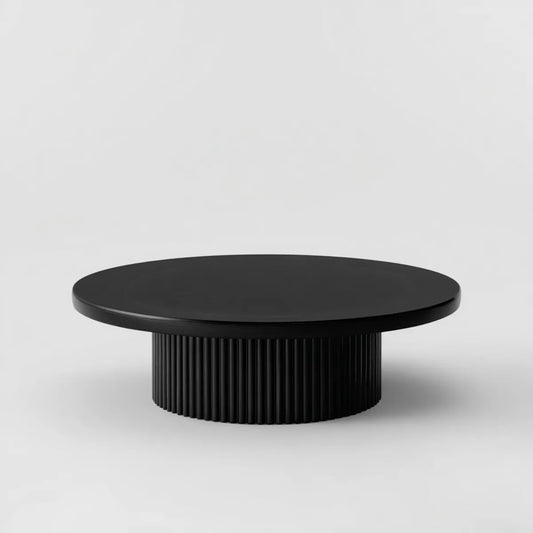 Table basse ronde noire en MDF Ø 80 cm hauteur 35 cm